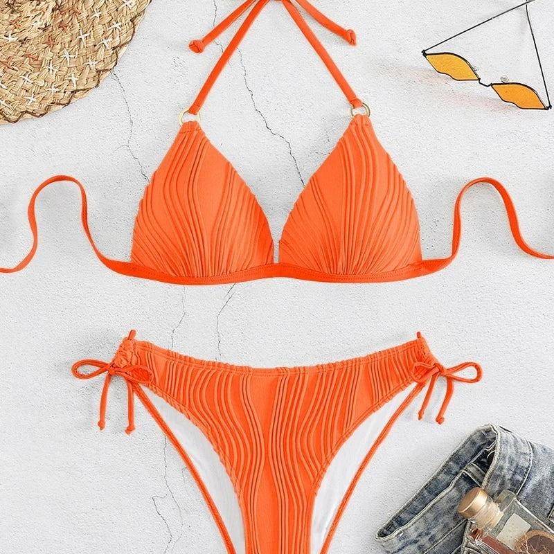 Solid Sleeveless Split Bikini