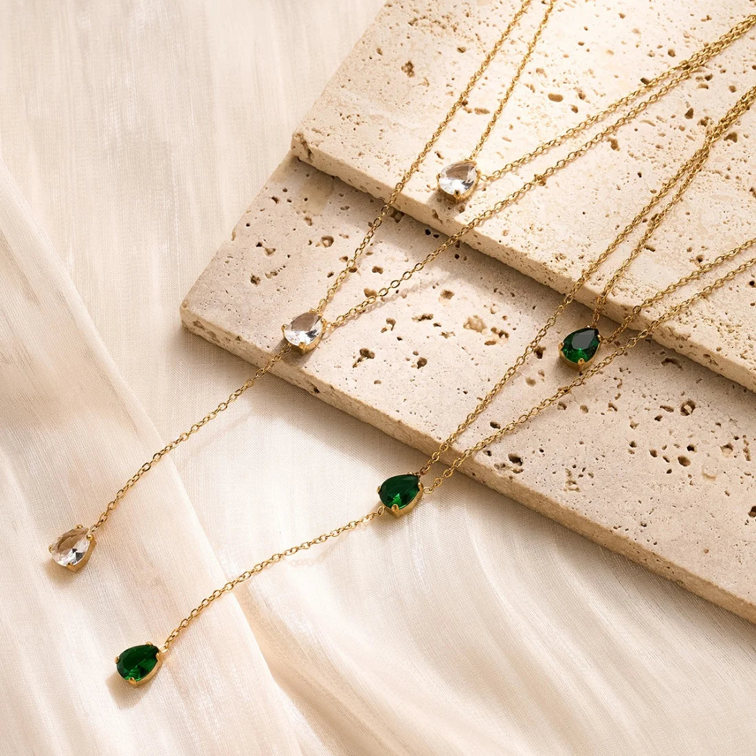 Zircon double necklace