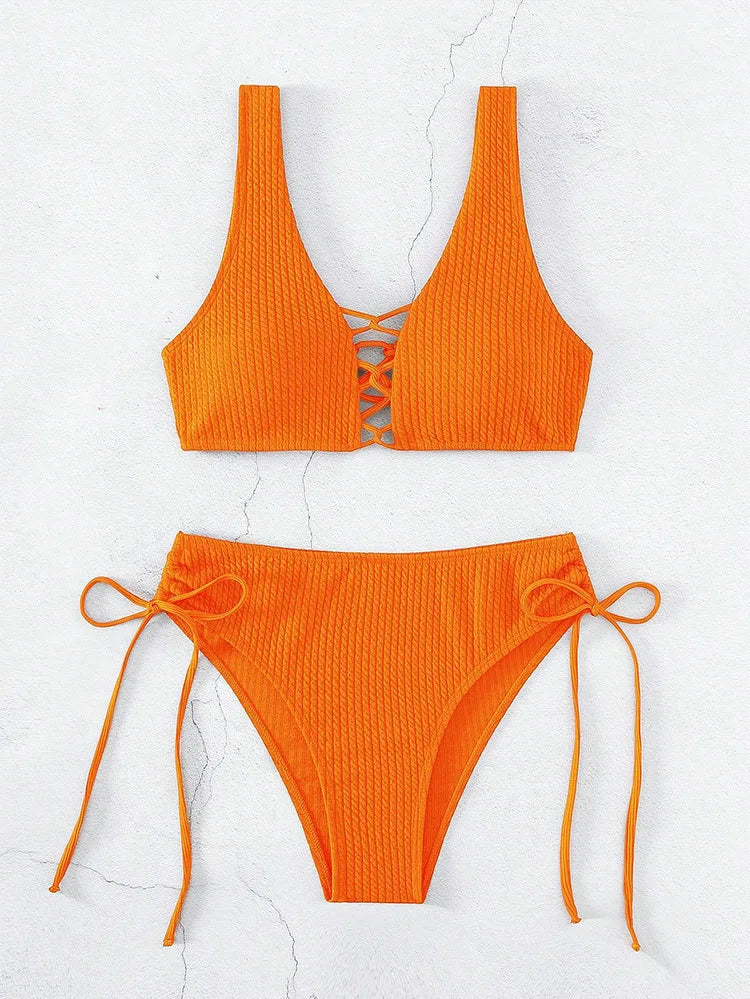 High-Waist Solid Bikini