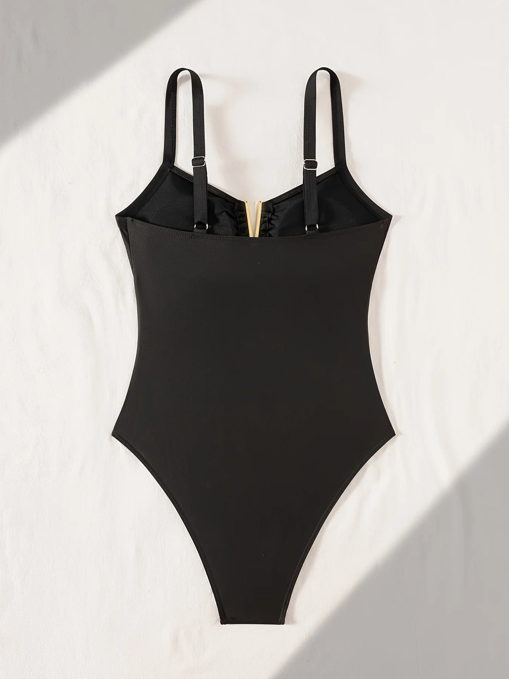 Elegant Gold-Detail V-Neck Swimsuit