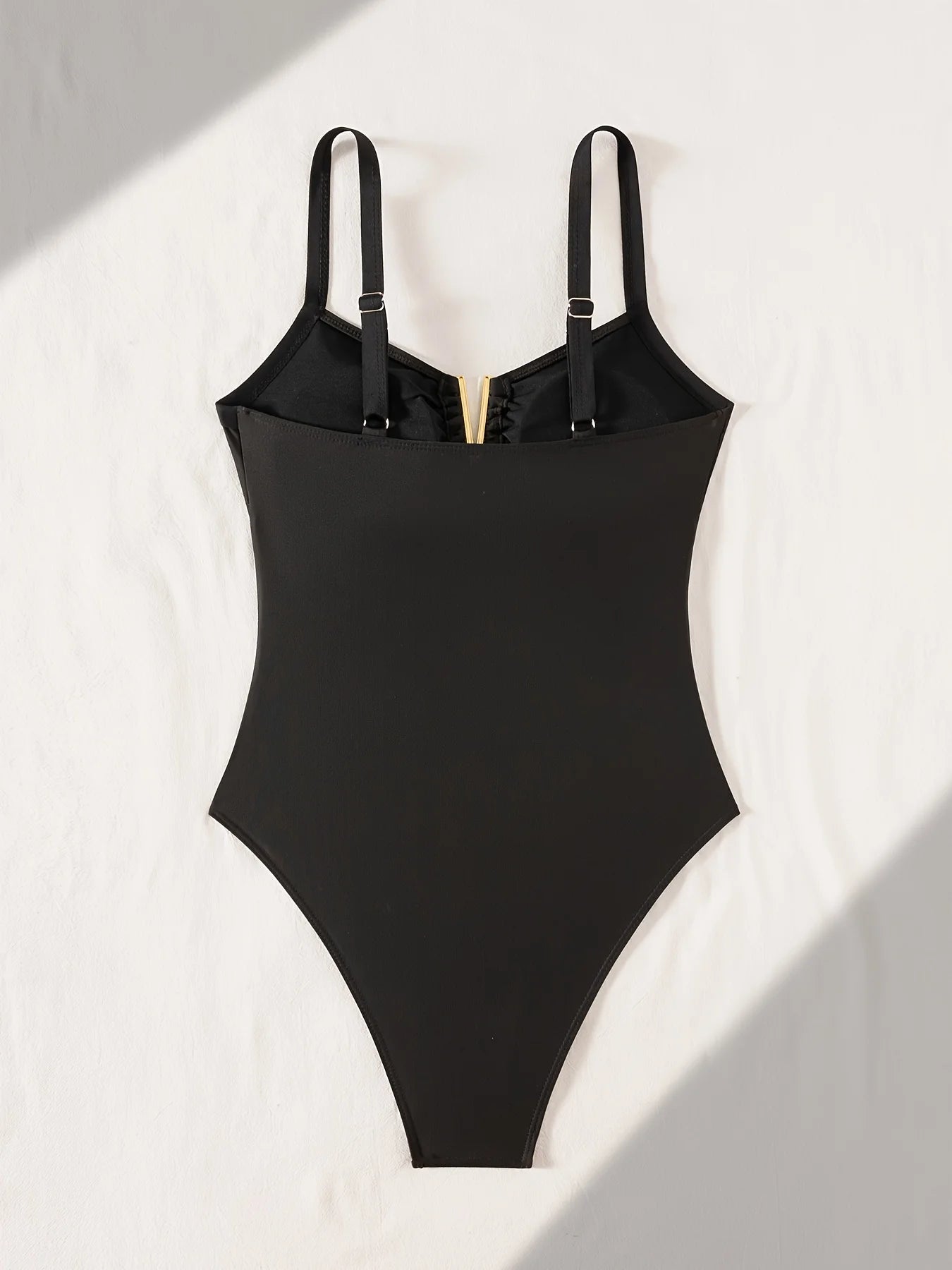 Elegant Gold-Detail V-Neck Swimsuit
