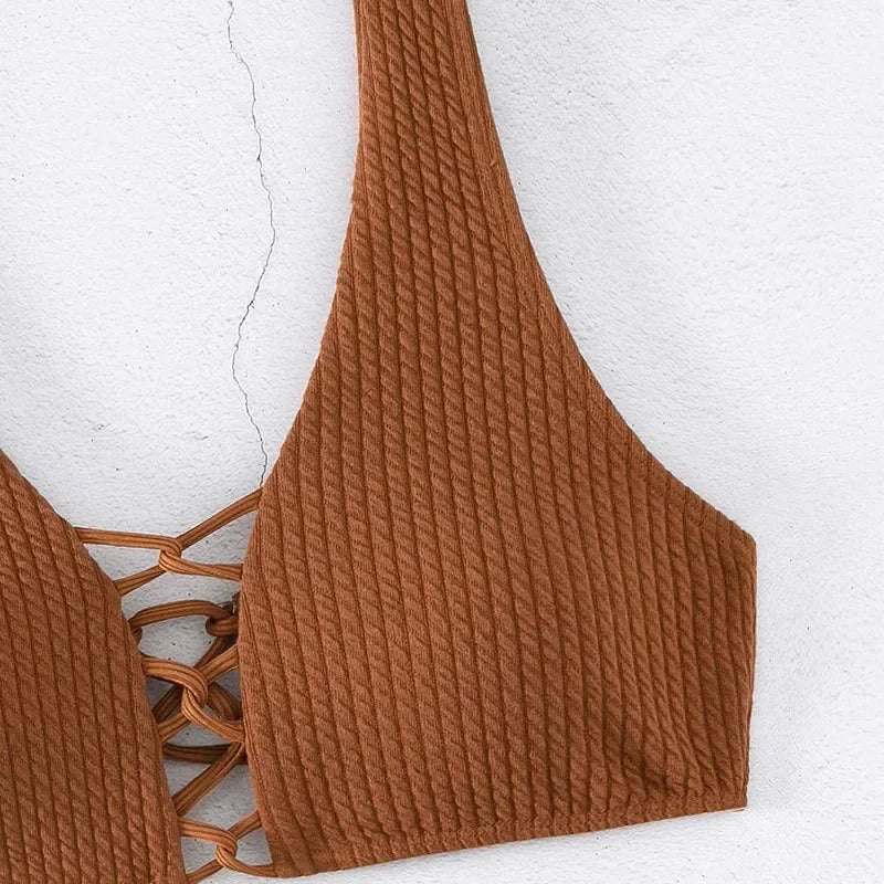 High-Waist Solid Bikini
