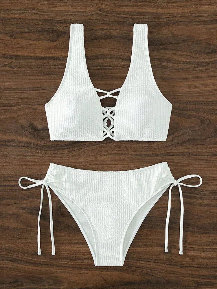 High-Waist Solid Bikini