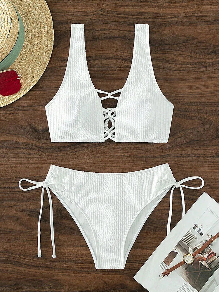 High-Waist Solid Bikini