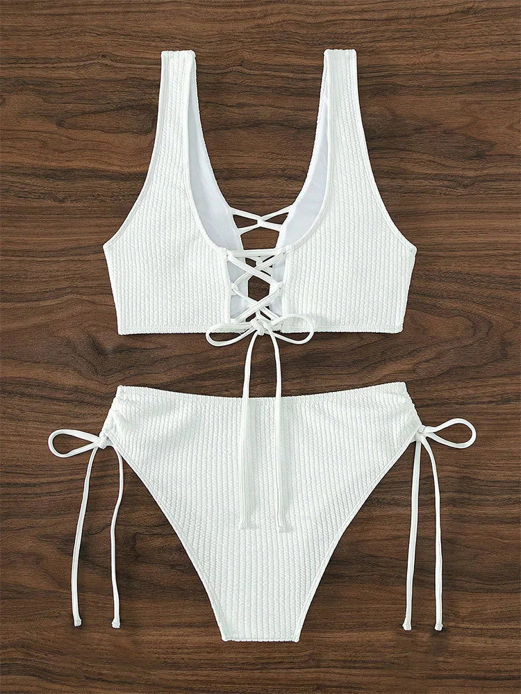 High-Waist Solid Bikini