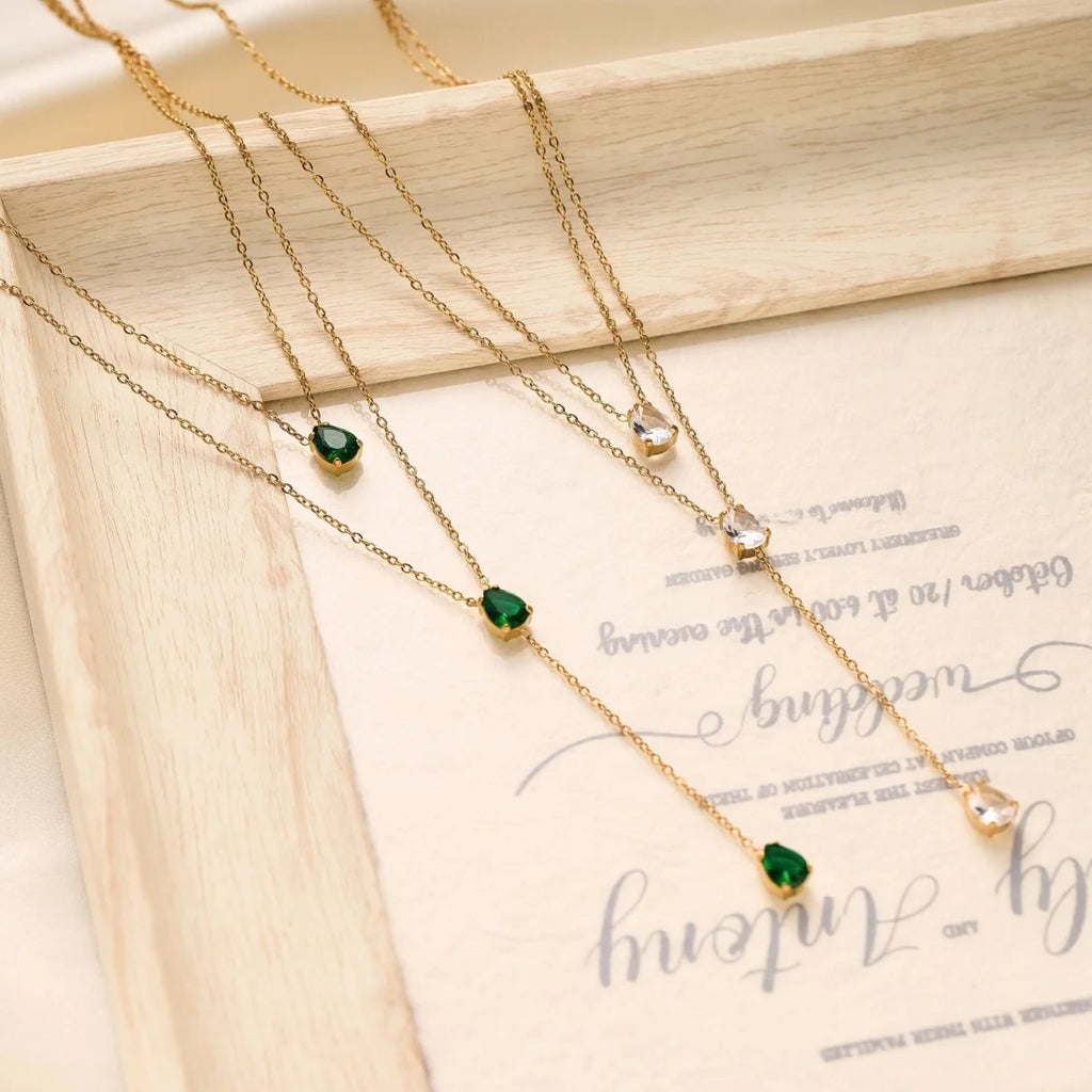 Zircon double necklace