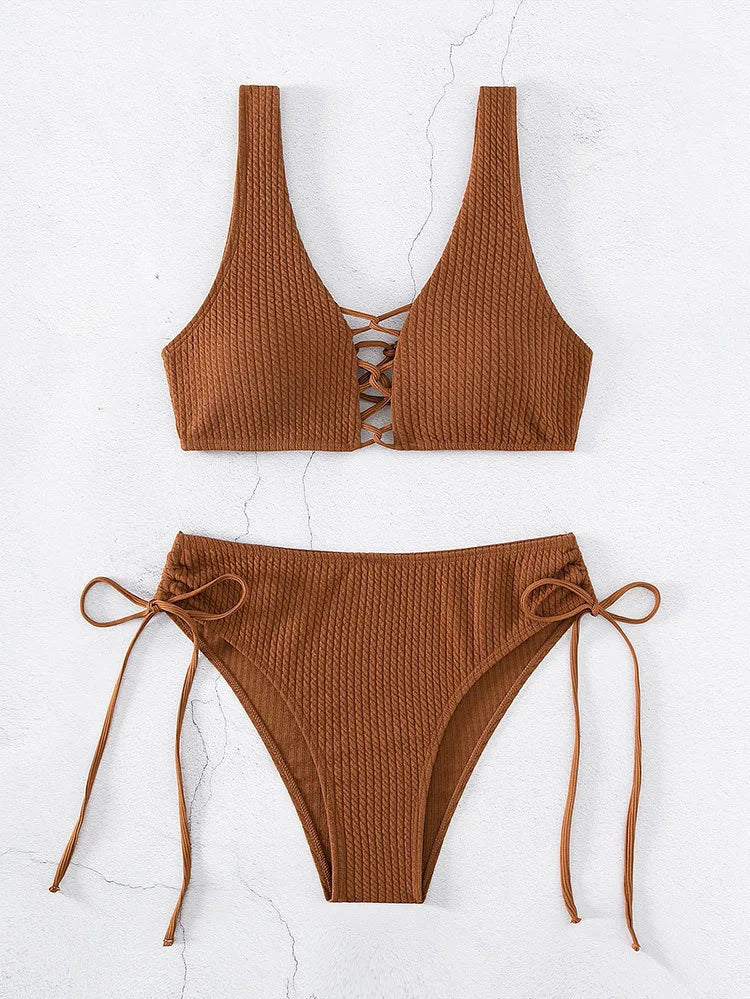 High-Waist Solid Bikini