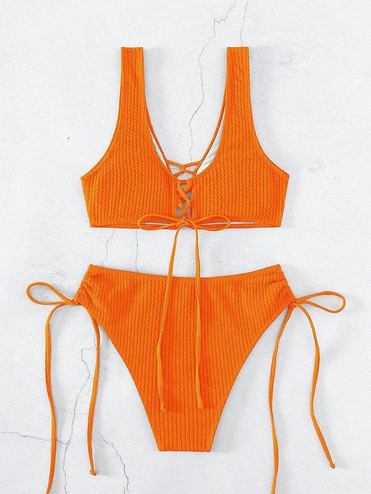 High-Waist Solid Bikini