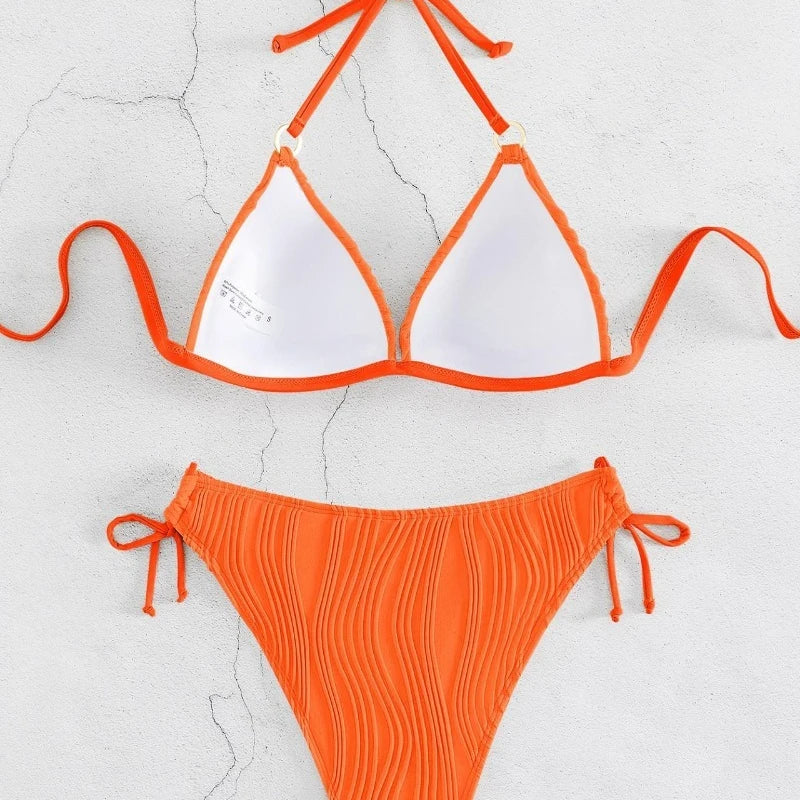Solid Sleeveless Split Bikini