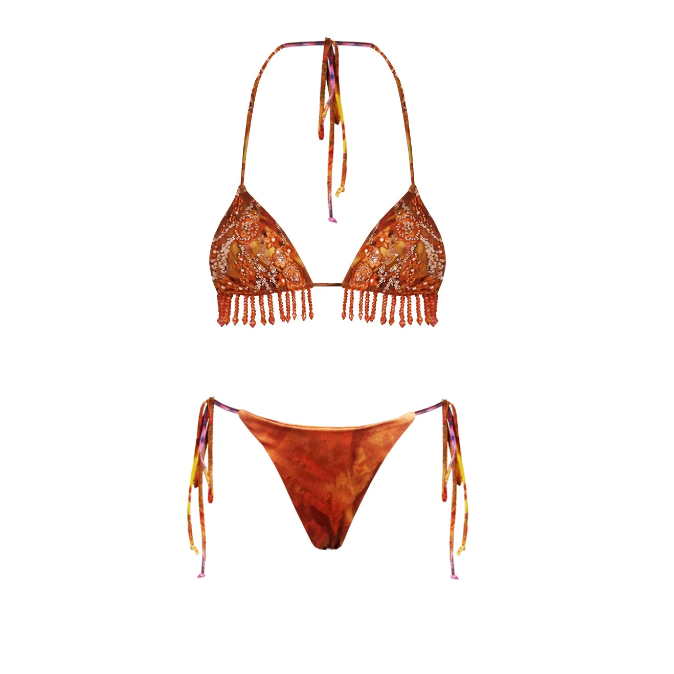 Floral Bikini With Diamond Skirt Women