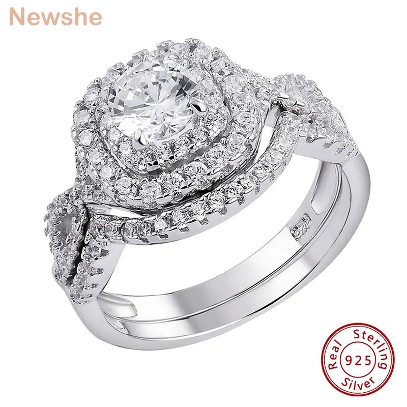 Newshe 925 Sterling Silver Bridal Ring Set