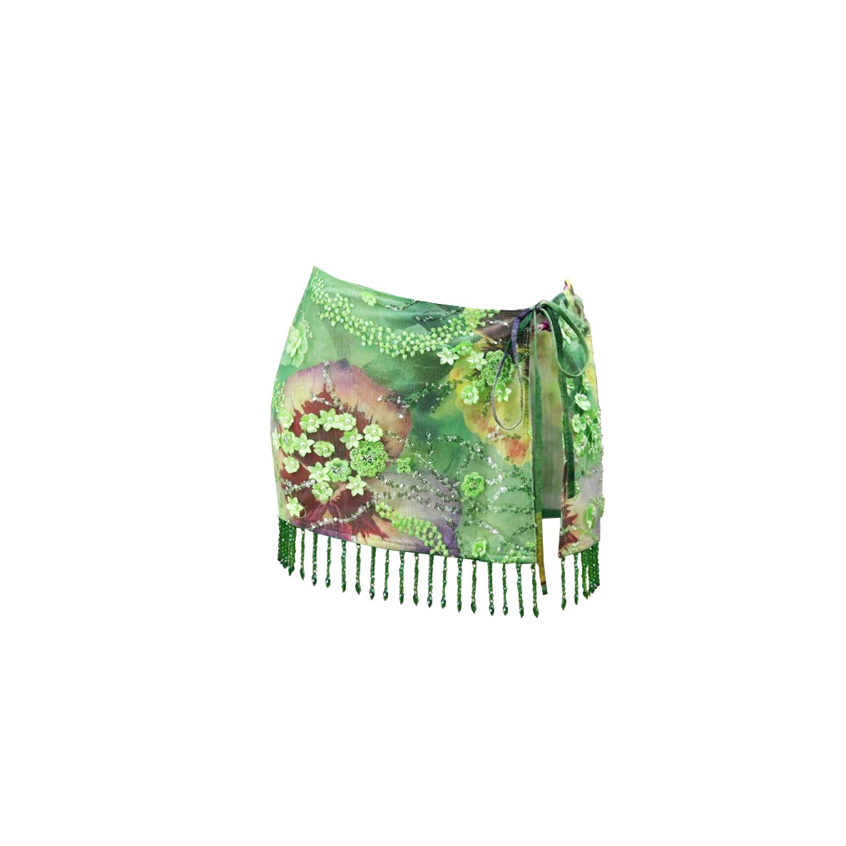 Floral Bikini With Diamond Skirt Women