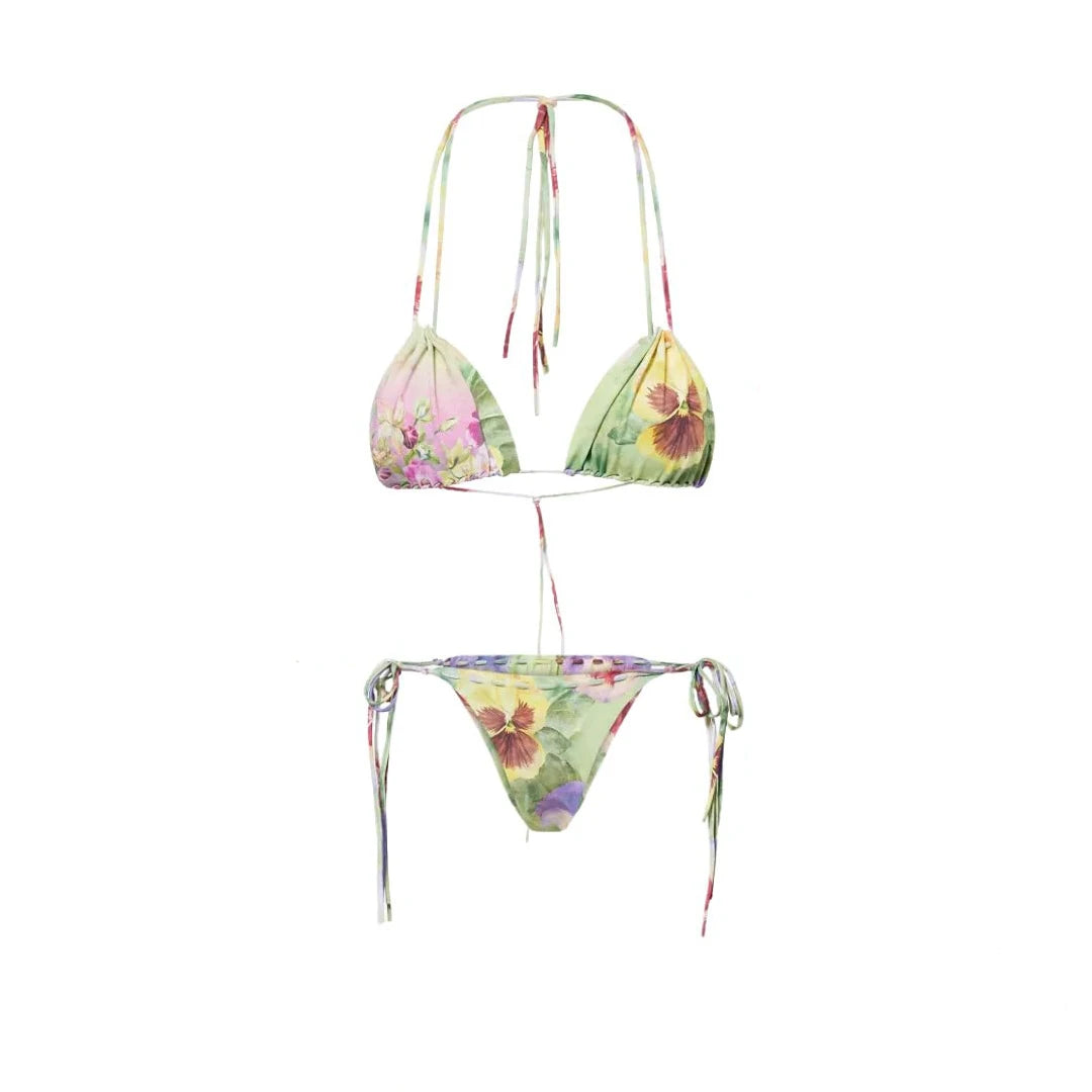 Floral Bikini With Diamond Skirt Women