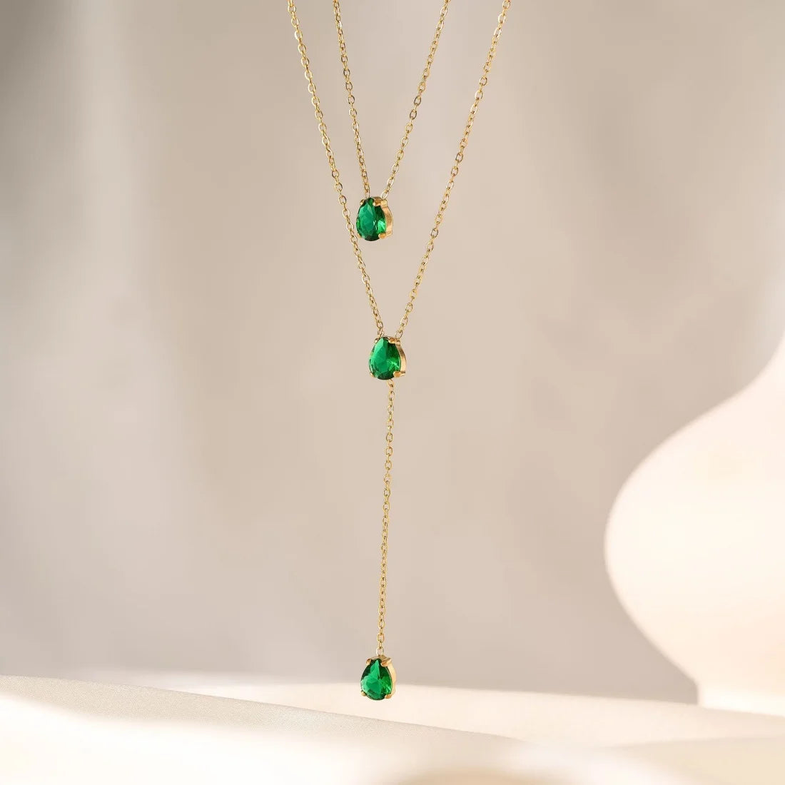 Zircon double necklace