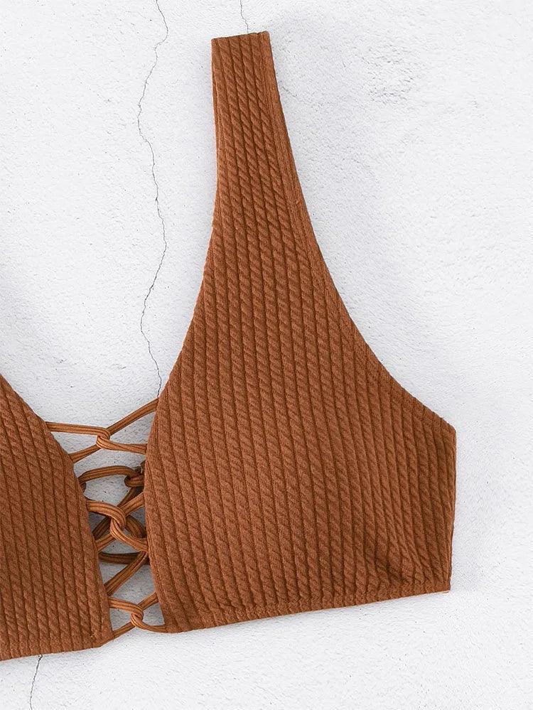 High-Waist Solid Bikini