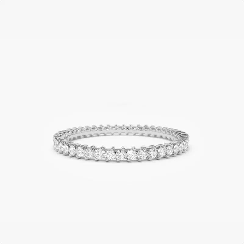 Lnkry 925 Sterling Silver Moissanite Full Eternity Ring