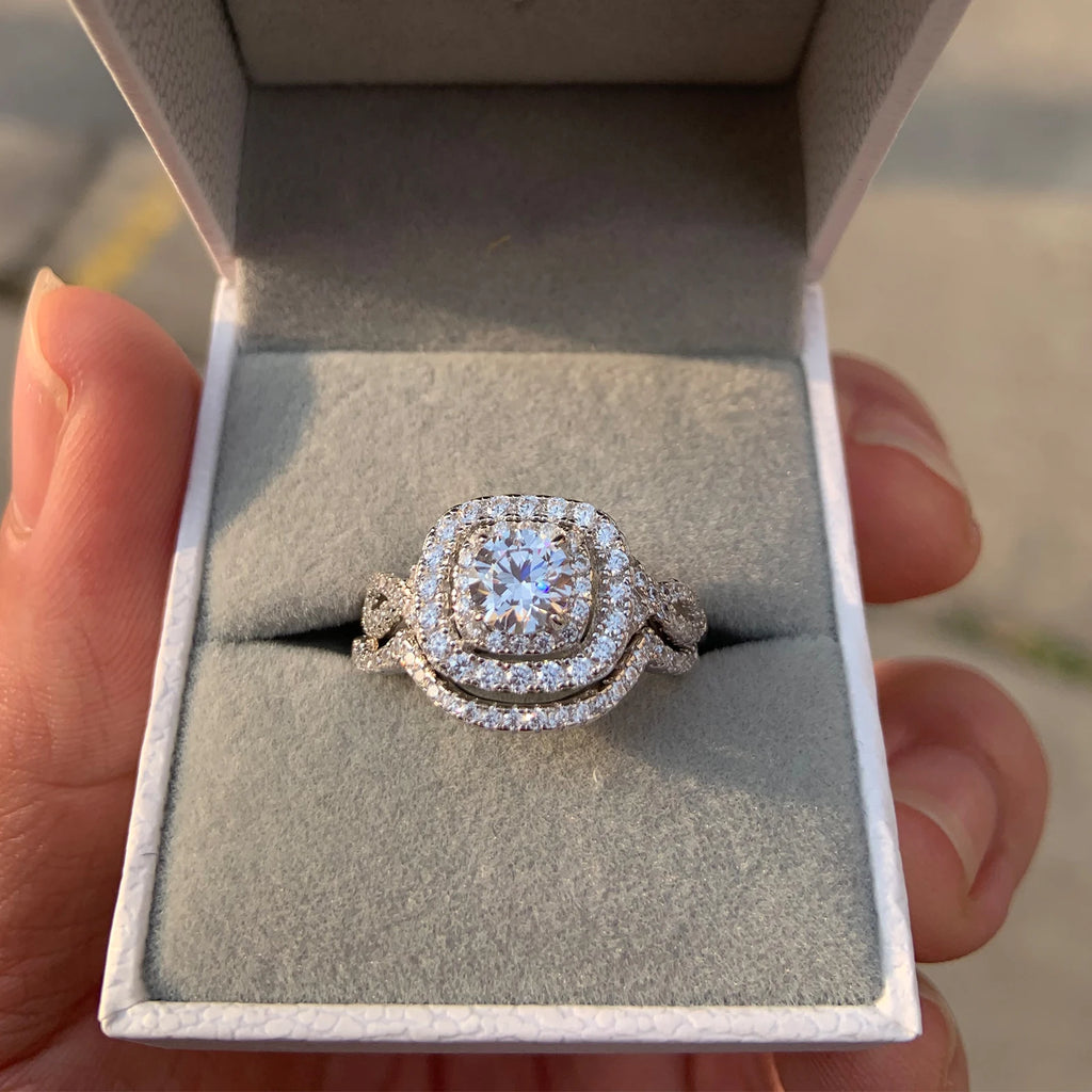 Newshe 925 Sterling Silver Bridal Ring Set