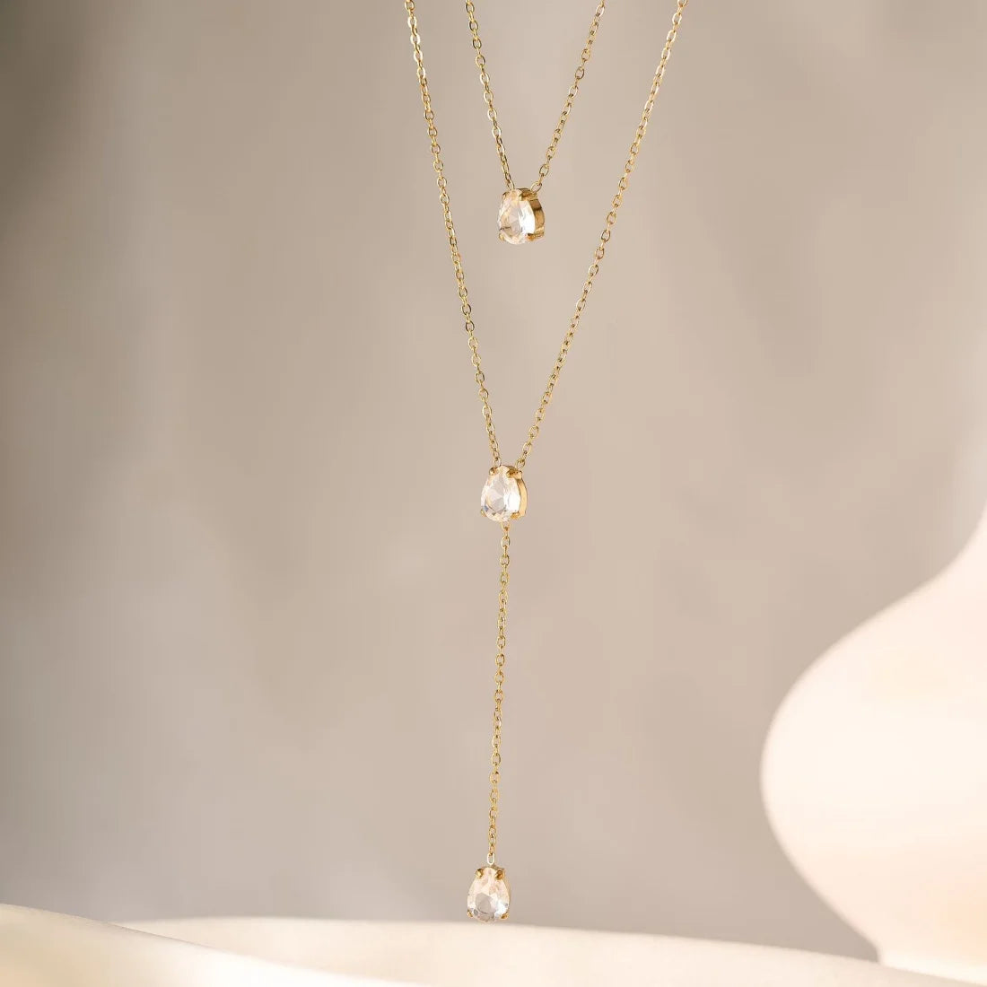 Zircon double necklace
